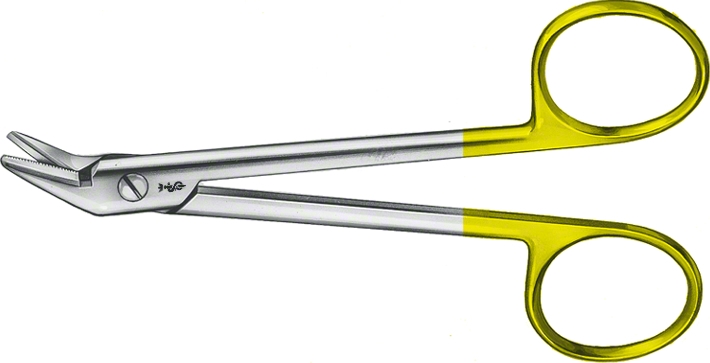 Wire Cutting Scissors 4 3/4 Angled One Serrated Blade